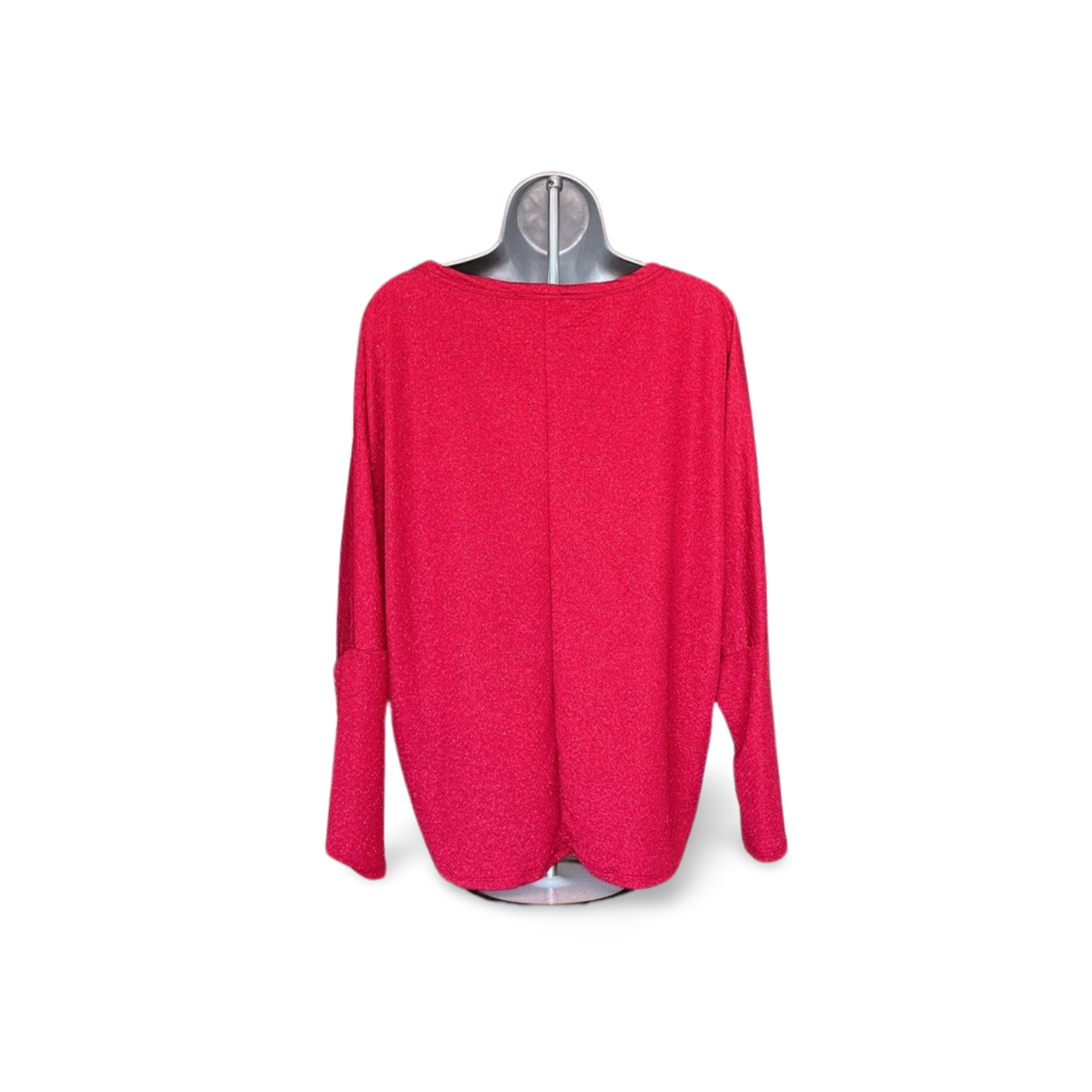 Long Sleeve Oversize Sparkle V-Neck Top (F)