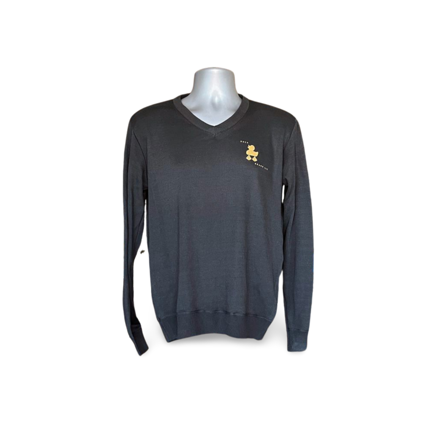 Solid V Neck Pullover Sweater (M)