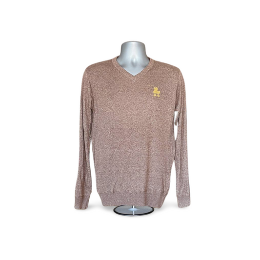 Solid V Neck  Pullover Sweater (M)