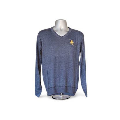 Solid V Neck  Pullover Sweater (M)